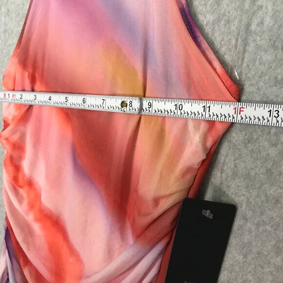 Caution To The Wind Dress Womens Small Pink Midi Halter Ruched Bodycon Mesh - Picture 9 of 10